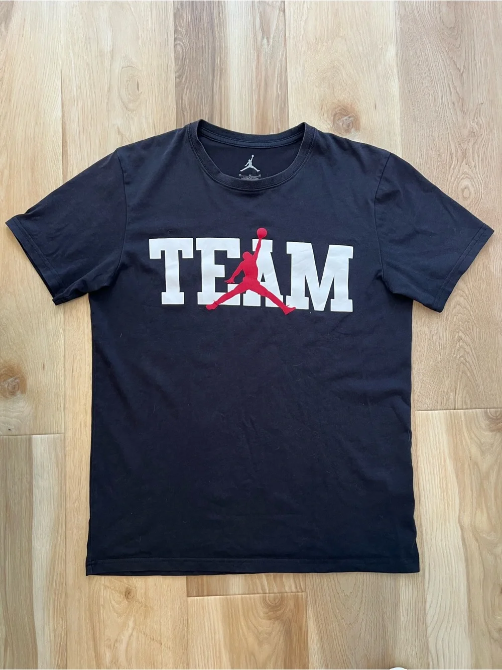 Jordan Black 'TEAM' Graphic Tee with Red Jumpman Medium